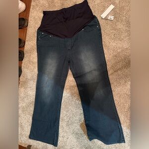 Women's Dark Blue Jeans maternity wide legs